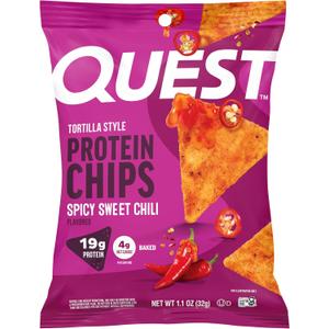 Quest Nutrition Spicy Sweet Chili Tortilla Chip, 19g Protein, 4g Net Carb, High Protein Low Carb, Gluten Free, 1.1 oz, BBD: 05/14/26 (Pack of 12)