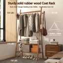 Solid Wood Clothes Rack with 2 Shelves & Hooks, Freestanding Garment Rack & Coat Rack Load 350 Lbs for Hanging Clothes & Organizer, Simple and Practical for Entryway Bedroom Living Room 39.5W WALNUT
