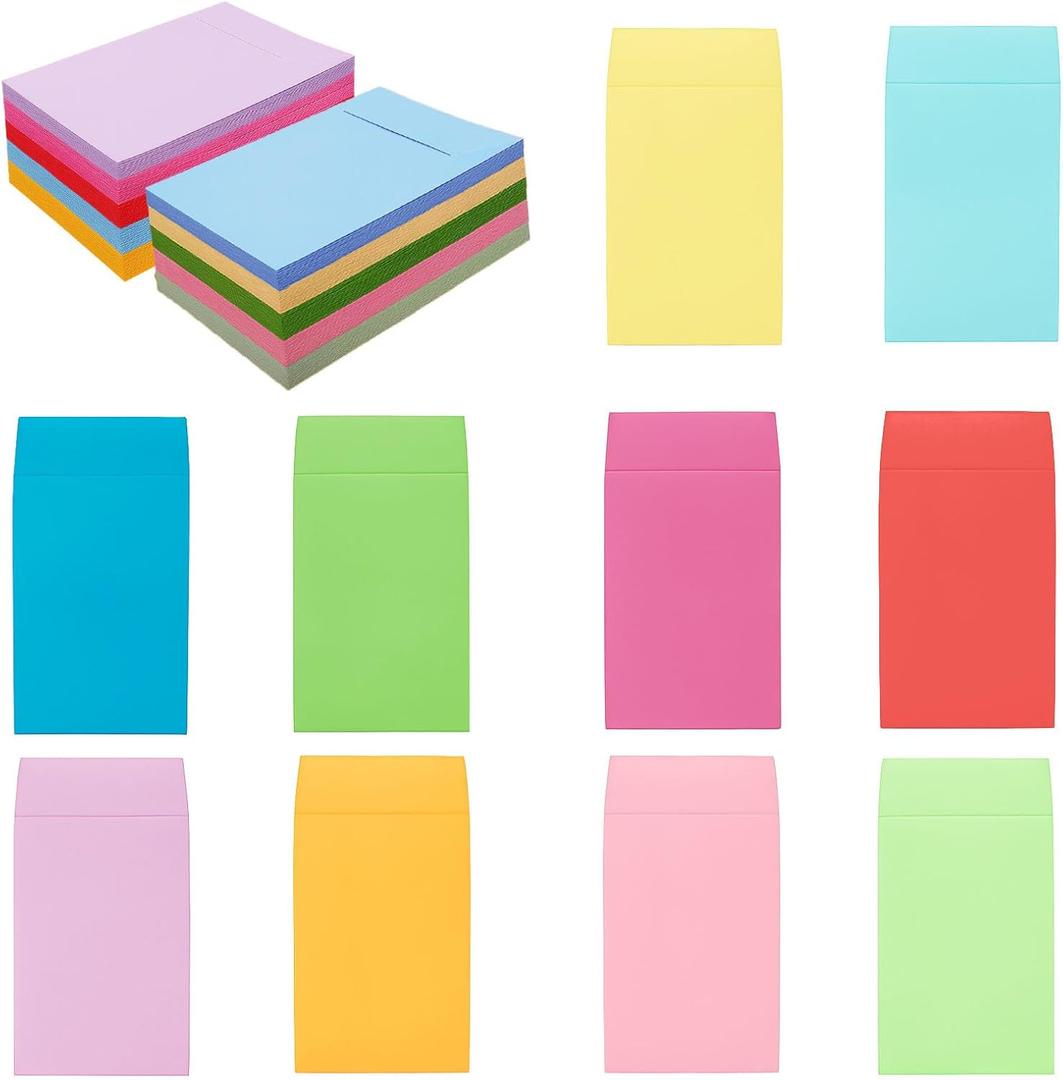 120-Pack 2.253.5 Inch Colorful Small Coin Envelopes, 10 Vibrant Colors, Mini Envelopes for Seeds, Small Items Storage, with Secure Full-Flap Seal