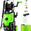 4800 PSI Electric Pressure Washer- 4.0 GPM High Power Washer with 33FT Hose Reel, 4 Spray Tips and Soap Bottle for Car Washing, Fence Cleaning, Patio MaintenanceUpgraded(Green)
