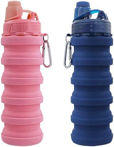 YCTMALL Collapsible Water Bottles Travel Water Bottle Sports Portable Sport Water Bottle Reusable Water Bottles Comes With Mountaineering Buckle 500ml Silicone Water-Proof Camping Water Bottle