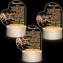 Roowest 3 Pack Sympathy Gift Memorial Night Light Gifts for Loss of Loved One Remember Me Acrylic Heart Sign with USB Charging Base Crystal Glass Heart Bereavement Condolence Present 4.7 x 6.3 Inch