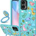 Boaretiu Cute Kawaii Case for Motorola Moto G 5G 2024 with Stand - Fashion Cool 360 Rotate Ring Holder Kickstand Design for Women Girls Boys Teens Girly Case for Moto G 5G, Dinosaur