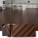 2 Rolls 11.8" Wide Cover 40 Sq.Ft Peel and Stick Floor Tile Roll, Durable Self Adhesive Vinyl Flooring Wood Grain Linoleum Flooring Tile DIY for Kitchen, Bathroom, Living Room, Dark Brown Herringbone
