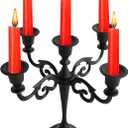 Rely+ 5 Arm Matte Black Candelabra Taper Candle Holders Decorations Indoor Kitchen Dcor Table Candles Candlestick Candelabra Centerpiece Gothic Home Decor Wedding 10 Inch Tall