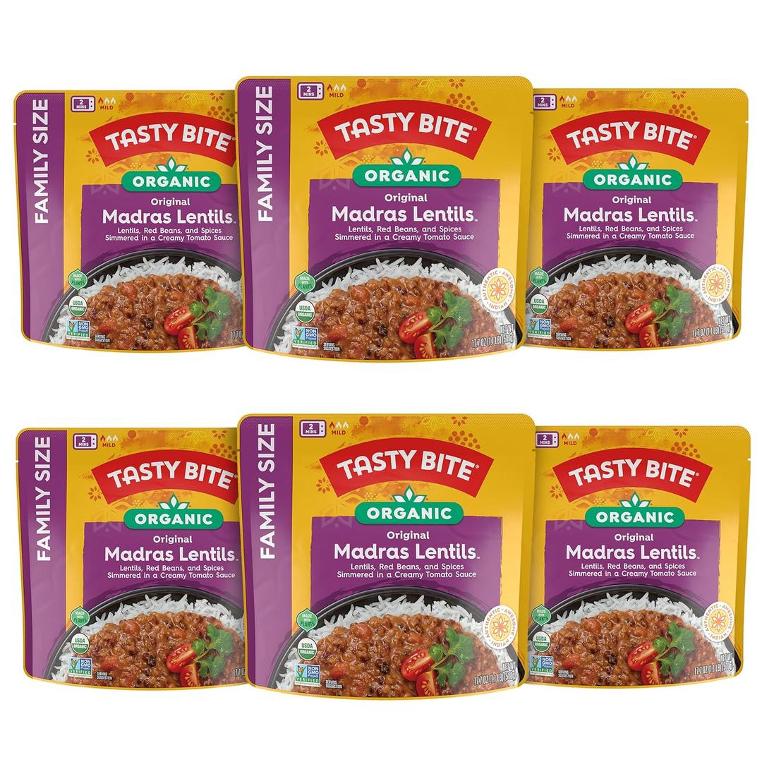 Tasty Bite Family Size Madras Lentil (Pack of 6) (EXP 05/31/27)