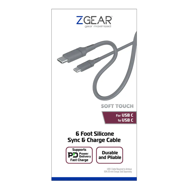 ZGear 6 Foot Silicone Rubber Synk & Charge Cable &  ZGear® 45 Watt Dual USB C Car Charger, 1 ct & 
ZGear Fast-Charging Car Charger with 2 USB Ports, 1 ct