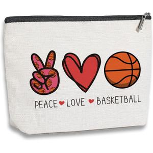 Basketball Gifts for Women Coach Birthday Christmas Gift for Basketball Fans Friends Players Team Gifts Peace Love Makeup Bag 2 Pack