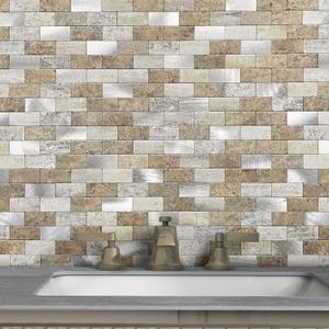 Peel and Stick Brick Backsplash for Kitchen,Back Splash for Bathrooms Walls Tiles Waterproof(10sheets,Castle Brown)