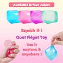 3pack Stress Cube Squishy Stress Balls for Kids Ice Cubes Squishy for Adults Fidget Toy for Your Best Mellow and Chill Square Shape with Filling in Pink Purple Blue for All Age (3pcs)
