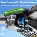 Drones with Camera for Adults 4K, Professional GPS Drone with Auto Return, 4-Way Obstacle Avoidance, Follow Me, Foldable, Includes 3 Batteries & Case
