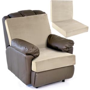 HOMBYS Foam Recliner Chair Cushions for Elderly, 4" Thick Chair Pads with Back Support for Office, Non-Slip Medium Firm Seat Cushion with Lumbar Pillow (Light Khaki, 21.5" Backrest)