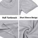 Vssjavun Men's Mock Neck Shirt Short Sleeve Turtleneck T-Shirt Slim Fit Pullover Casual Basic Tee (Gray, L)