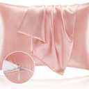 BEDELITE Satin Pillowcase with Zipper 2 Pack, Coral Pillow Cases Standard Size, Super Soft and Cooling Similar to Silk Pillow Cases, Gift for Women Men(20x26 Inches)