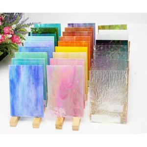 Lanyani 26 Sheets Sparkly Iridescent Stained Glass Sheets Variety Assortment Pack, Opaque Shimmery Art Glass Sheets for Mosaic DIY Glass Crafts, 4x6 inches
