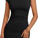 Trendy Queen Womens Mini Summer Dresses 2025 Going Out Off The Shoulder Bodycon Sexy Party Club Spring Fashion Outfits (Large, Black)