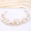 Oriamour Gold Bridal Headbands Wedding Headpieces With Ceramic Flowers Wide Pearl Wedding Hair Accessories For Women And Girls