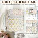 Bible Cover Case for Women Large Bible Bag, Bible Study Supplies Journaling Kit Quilted Church Bag with Handle, Puffer Book Carrying Case w/Tabs Accessories Mothers Day Christian Gifts for Women Mom
