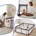 Sweeby Baby Playpen, 79x71 Inch Foldable Playpens for Babies and Toddlers with Gate, Extra Large Playpen with Door Play Yard for Baby Fence Indoor and Outdoor Portable Play Pen,Dark Gray