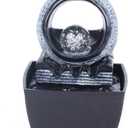 5.11inch Small Indoor Water Fountains Tabletop Decoration with LED Light, Rockery Water Fountain Desktop Water Fall Feature, Relaxing Office Home Decoration for Home Living Room Bedroom Office