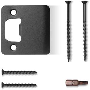 MOSECYOU Extended Strike Plate 2-1/4" x 2-1/4", Matte Black, Heavy Duty Version with Reinforced Torx/Star Screws & Bit, Extender Lip Latch Striker for Exterior/Interior Door (Matte Black,1 Pack)