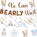 Bear Baby Shower Decorations - We Can Bearly Wait 10PCS Teddy Decorations Cute Blue Babys Decor Hanging Banner Swirls Decoration Kit for Boys Gender Reveal Sign Announcement Party Supplies