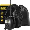 BJKing AM/FM Radio Headphones with Digital Display, 30dB AM FM Hearing Protection Safety Ear Muff, Ear Protection Headphone for Mowing, Landscaping, Shooting and Construction-Black