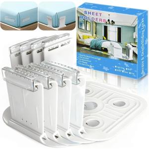 Bed Lock Sheet Holders Fit All Sheet Size, New Upgrade Sheet Straps Keep Sheets Firm & Tight, Bed Fitted Sheet Holder for Corners, Sheet Clips, Mattress Sheet Holder Strap, Sheet Secure Lock Fasteners