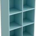 OSCHF 6-Cube Storage Shelf Bookcase - Wooden 3-Tier Floor Standing Open Bookshelf for Home and Office, Display Cabinet, Light Blue