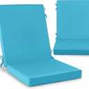 Summsun Patio Dining Chair Cushions with Non-Slip Bottom, Water Resistant Outdoor Seat Cushion with Ties, Removable Covers for Garden Lawn Patio Furniture, 44 x 20 Inch, Teal, Set of 2