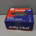 JOLLY CHEF 300 Count Clear Plastic Knives Heavy Duty, 7.7" Heat Resistant Solid and Durable Plastic Knives Disposable, Disposable Bulk Cutlery Suitable for Parties Supply Events Everyday Use