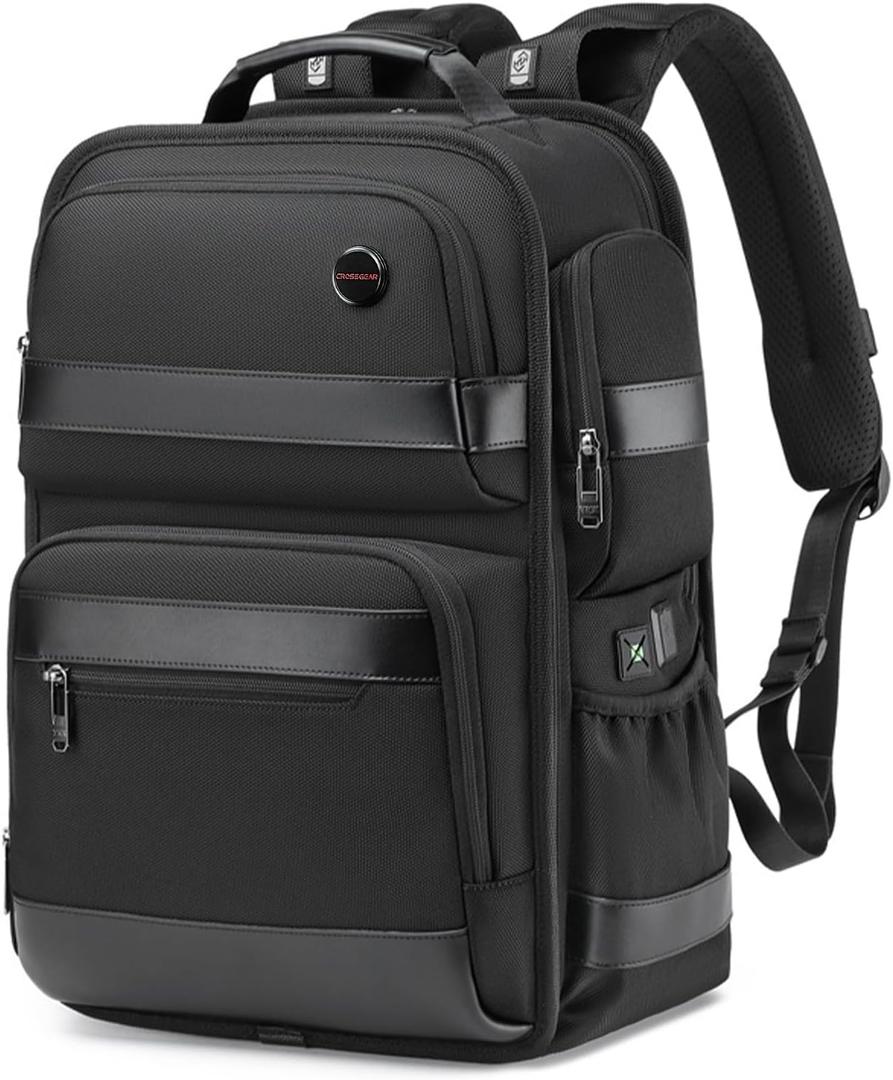 Business Laptop Backpack for Men, Carry on Travel Backpack, Fit 16 Inch Computer, Commuter Casual Daypacks, USB Charging Port, Waterproof, TSA-Friendly Work Bag, Black