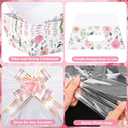 ForraFun 12 Pcs Pink Roses Baskets for Gifts Empty with Plastic Bag Ribbon Bow 8x10'' Cardboard Gift Wrapping Basket with Handle to Fill for Spring Mother's Day Wedding Bridal Birthday Party Supplies