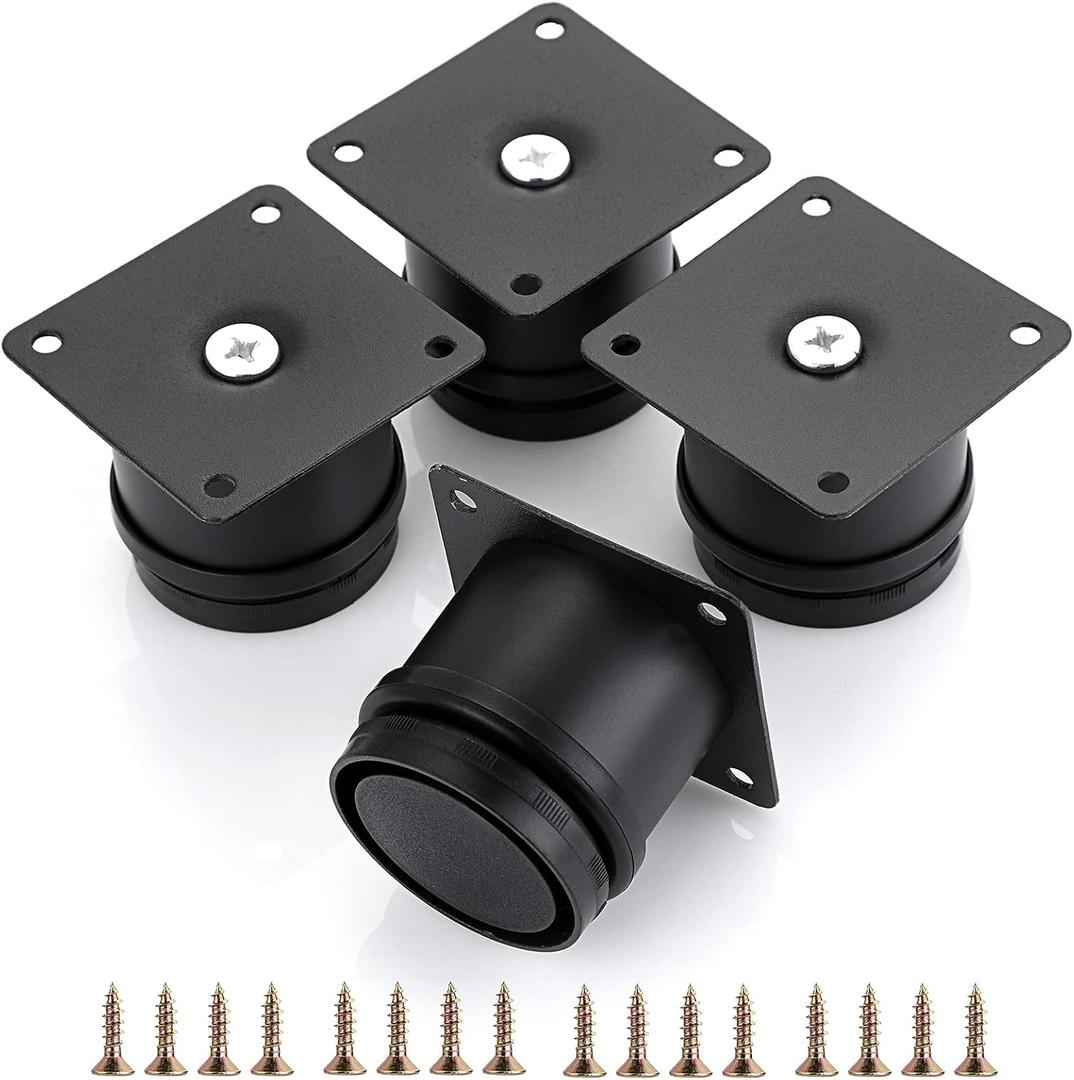 OwnMy 4PCS 2 Inch Stainless Steel Furniture Legs Feets Metal Cabinet Desk Legs, Adjustable Round Metal Furniture Risers Replacement Leg Corner Feet Heavy Duty Table Leg Extenders for Sofa Chair (Black)