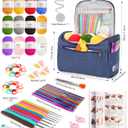 Aeelike Crochet Kit for Beginners Young and Old, First Crochet Kit for Adults Include 23pcs Crochet Hooks, 655 Yards Yarn Set for Crocheting, Instruction, Bag, Crochet Accessories and Supplies, Navy