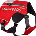 Tuff Pupper Service Dog Vest with ID Pocket | No Leash Attachment | Quick-Release Magnetic Buckles | Reflective Trim | Adjustable Fit | Comfortable & Durable | Designed for Small Dogs (Red, Small)