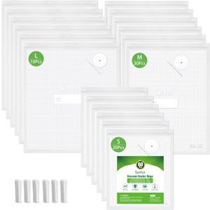 [2025 Upgraded] Syntus Vacuum Sealer Bags for Food, 60 Pcs (S+M+L) 8" x 10" and 10" x 13.8" and 11.8" x 13.8" Food Storage Bags for Sous Vide Cooking Microwave Heating, Air Valve Zipper Bags