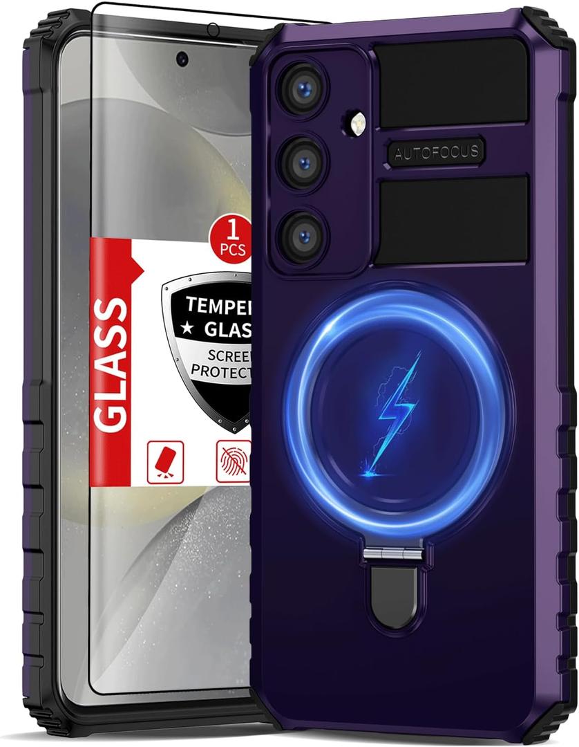 for Samsung Galaxy S24 Plus Case Compatible Wireless Charging Magnetic,with Screen Protector,for S24+Plus Phone Case with Stand Ring Military Grade Shockproof Heavy Duty Protection Purple for Samsung Galaxy S24 Plus Case Compatible Wireless Charging Magnetic,with Screen Protector,for S24+Plus Phone Case with Stand Ring Military Grade Shockproof Heavy Duty Protection Purple