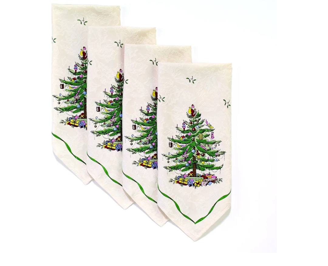 Spode - Napkin Set, Holiday Inspired Home Decor, Set of 4 (Spode Christmas Tree Collection)
