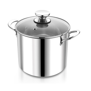 P&P CHEF 8 Quart Stainless Steel Stock Pot with Lid, Large Stockpot for Cooking Pasta Soup, Cookware for Induction Gas Electric Stoves, Visible Lid & Measuring Markings, Dishwasher Safe