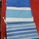 Blue Striped Beach Blanket, Large 79" x 83" Sandproof Waterproof Beach Mat | Lightweight Quick-Dry Foldable Picnic Blanket with 4 Stakes & Carry Bag for Beach, Travel, Camping