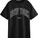SOLY HUX Women's Graphic Oversized Tees Letter Print Summer Tops Vintage Half Sleeve Loose Casual T Shirts (Large)