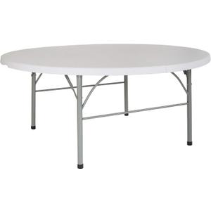 Flash Furniture Stonewall 6' Round Plastic Folding Event Table with Carrying Handle, Bi-Fold Banquet Table for Indoor/Outdoor Events, White