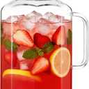 1 Gallon 128oz Octagon Glass Water Pitcher with Lid and Spout, Water Pitchers with Handle for Fridge, Borosilicate Glass Carafe for Hot/Cold Drink, Extra Large Jug for Iced Tea, Coffee.