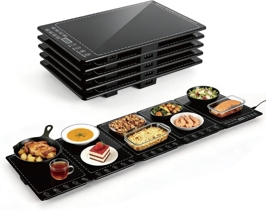 Electric Warming Tray 41"x 15" Long Warming Mat for Food with 10 Temp & 12H Timer 5-in-1 Modular Food Warmers for Parties Buffet, Food Warmer for Mothers Day Kitchen Gifts for Mom Hosts