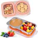 Palksky Stainless Steel Snack Containers, 2 Compartment Snack Box for Adults, Work & Travel, Reusable Food Storage Containers, 2 Packs