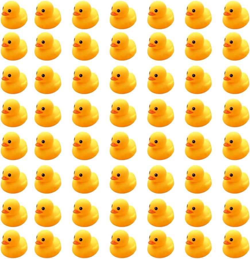 50PCS Super Mini Rubber Duck Bath Duck Toys for Toddlers Boys Girls,Squeak and Float Rubber Ducks in Bulk Baby Shower Duck Decorations Party Favors (1.6'')