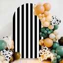 Halloween Black Stripes Arch Backdrop Covers Birthday Baby Shower Party Decoration Halloween Arch Cover (6.6FT)