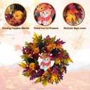 24" Fall Wreath with Pumpkins, Maple Leaves & Timer LED Lights  Autumn Front Door Wreath with Removable Cat Decor, Thanksgiving Harvest Decor for Indoor Outdoor