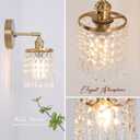 Shenmoyl Set of 2 Crystal Battery Operated Wall Sconce, Rechargeable Battery Powered Wall Lamp with Remote Control, Modern Dimmable Wireless Wall Lights for Bedroom Bathroom(Transparent, Gold Base)